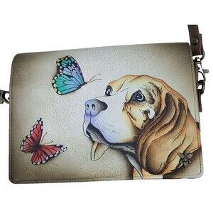 Anuschka Anna Organizer Crossbody Wallet/Clutch- Puppy Love Labrador Dog RFID